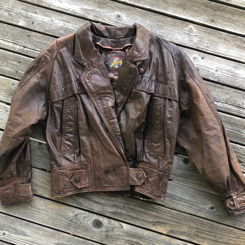 Vintage leather bomber jacket